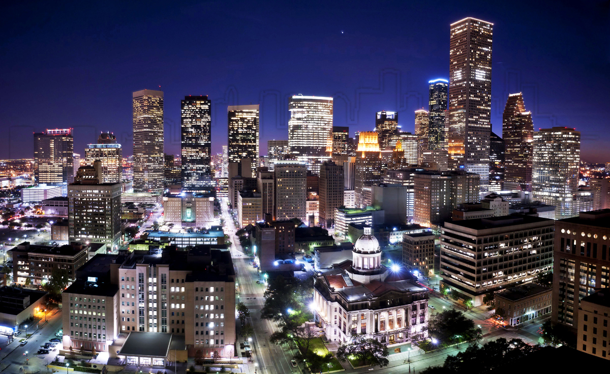 Houston skyline illuminated